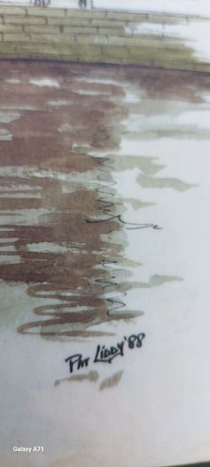Pat liddy ,irish artist, historian,,1988 Carslberg viking ship Dublin port advertising  art picture,,see picture for condition ,sold as seen .