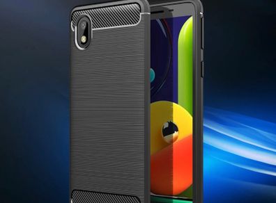 Shockproof Case For Samsung GALAXY A01 CORE Carbon Fibre Effect Back Cover