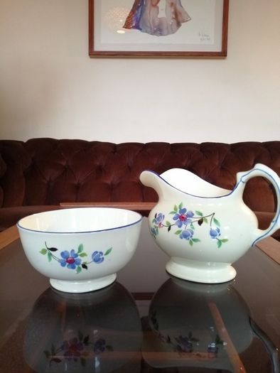 Tuscan China by Plant Hand Painted Floral Sugar Bowl and Milk Jug Set