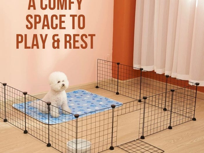 Small Pet Playpen with Door 12 Panels(35 x 35 cm) Guinea Pig Playpen Indoor, DIY Guinea Pig Cages/Rabbit Cage Indoor Fence for Small Animals, Guinea Pigs, Rabbit, Turtle, Bunny, Mink, Pets (FREE POSTAGE)