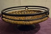 Vintage Wrought Iron and Woven Rattan Fruit Basket