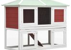 Animal Rabbit Cage Double Floor Red Wood