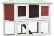 Animal Rabbit Cage Double Floor Red Wood