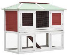 Animal Rabbit Cage Double Floor Red Wood