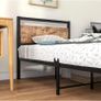3ft Single Bed Frame with Wooden Headboard, Brown Heavy Duty Steel Support, No Box Spring Needed, Noise Free,Easy Assembly Image 3