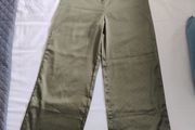 Skylar Rose Olive Green Satin Striped Wide-Leg Trousers ]