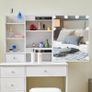 Dressing Table with Sliding Mirror and Stool, Vanity Desk with Adjustable Brightness, Makeup Table with 6 Drawers and 6 Shelves, White, 80x36x131 cm Image 6