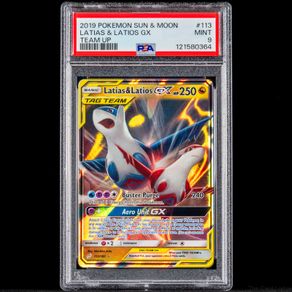 Latias & Latios GX 113/182 PSA 9 Mint Graded Ultra Rare Holo Team Up Sun and Moon Pokemon Card