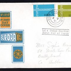 1971 Ireland Europa Commemorative Stamps Illustrated First Day Cover (FDC)