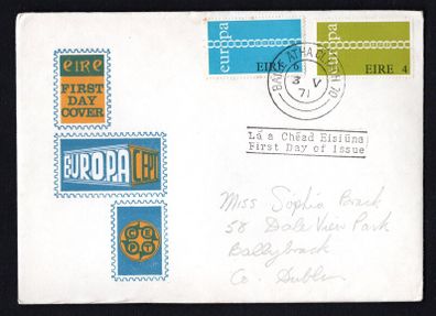 1971 Ireland Europa Commemorative Stamps Illustrated First Day Cover (FDC)