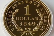 Liberty Head 1849 Dollar Gold plated Proof commemorative replica