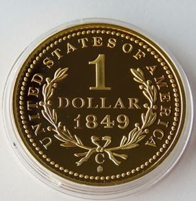 Liberty Head 1849 Dollar Gold plated Proof commemorative replica