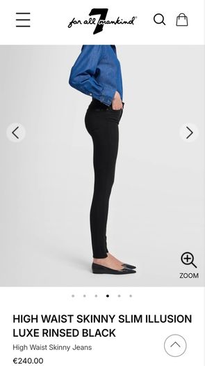 7 for All Mankind Black High Waist Glossy Coating Crystal Gunmetal Skinny Jeans Sz 26 (Fit 8UK) - Rrp 240 (New)
