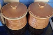 Pair of crown Devon vintage storage jars