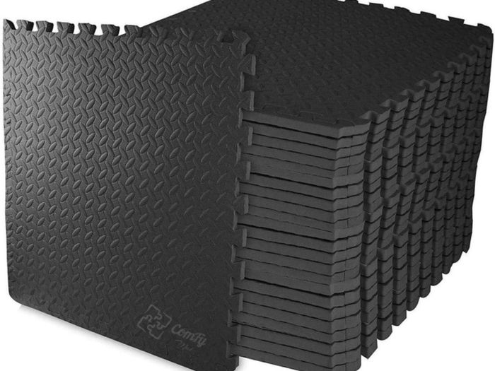 Mat Gym Flooring Mat, Foam Exercise Mats, Interlocking Puzzle EVA Floor Tiles, Non slip Rubber Cushion For Home Workout, Bonus Adhesives,24X24 Inch 16 Pack