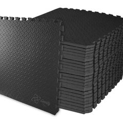 Mat Gym Flooring Mat, Foam Exercise Mats, Interlocking Puzzle EVA Floor Tiles, Non slip Rubber Cushion For Home Workout, Bonus Adhesives,24X24 Inch 16 Pack