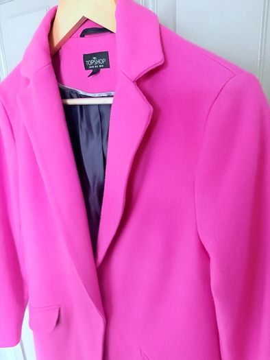 Hot pink wool mix coat in hot pink from Topshop size 10