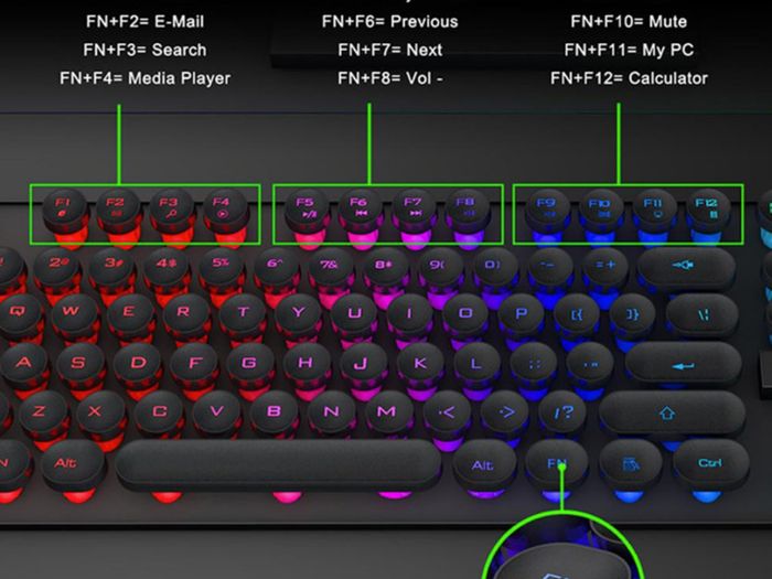 New iMICE AK-800 USB Wired LED Backlit Suspended Round Cap Gaming Keyboard.