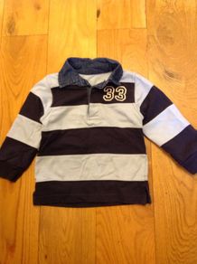 6-12 Months Navy & Light Blue Rugby Top