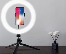 1pc 25.4cm LED Ring Fill Light Cabinet Phone Holder Mirror Lighting