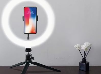 1pc 25.4cm LED Ring Fill Light Cabinet Phone Holder Mirror Lighting