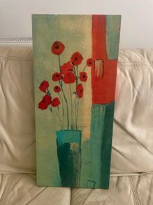 Abstract Red Poppies Floral Canvas Wall Art