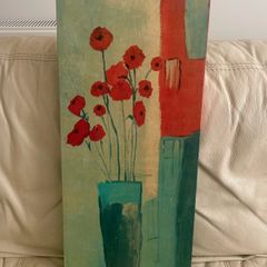 Abstract Red Poppies Floral Canvas Wall Art