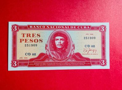 Cuba 3 Pesos. 1988Che Guevara  SCARCE ( Uncirculated )