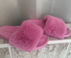 Pink Fur Slide Slippers