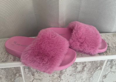Pink Fur Slide Slippers