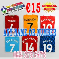 Premier League Jersey Number Printing