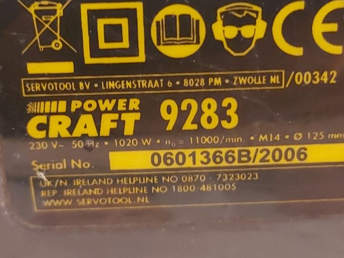 Power Craft 9283 Angle Grinder 230V 1020W 125mm 5 inch In Excellent condition and  Working Order
