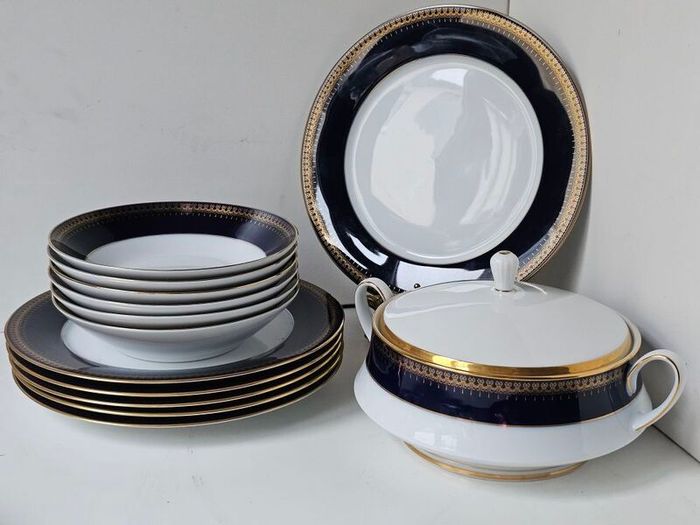 NEW The Royal "Romanov" Collection by Christineholm Cobalt Blue  and Gold Dinner Set