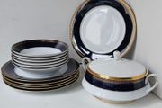 NEW The Royal "Romanov" Collection by Christineholm Cobalt Blue  and Gold Dinner Set