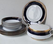 NEW The Royal "Romanov" Collection by Christineholm Cobalt Blue  and Gold Dinner Set