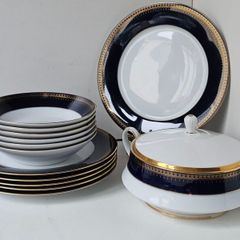 NEW The Royal "Romanov" Collection by Christineholm Cobalt Blue  and Gold Dinner Set