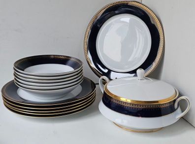 NEW The Royal "Romanov" Collection by Christineholm Cobalt Blue  and Gold Dinner Set
