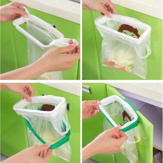 Cabinet Door Garbage Trash Bag Can Box Rack Hanging Holder Kitchen Tool