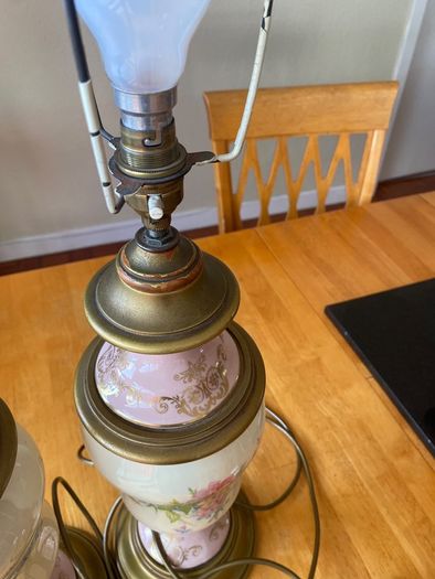 Pair Victorian revival lamps