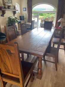 Solid Oak Dining Table and 8 Chairs