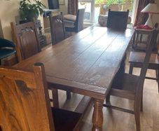 Solid Oak Dining Table and 8 Chairs
