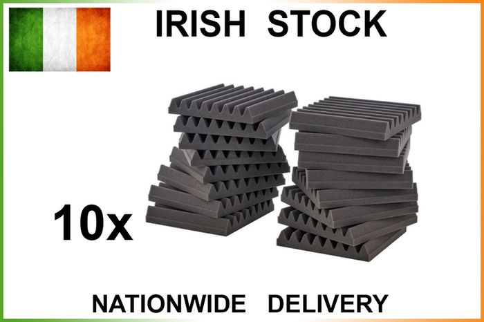 10 X Acoustic Wedge Panels Tiles Studio Sound Proofing Insulation Closed Cell Foam