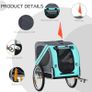 Folding Dog Bike Trailer Pet Cart Carrier for Bicycle Travel in Steel Frame with Hitch Coupler - Light Blue & Grey Image 2