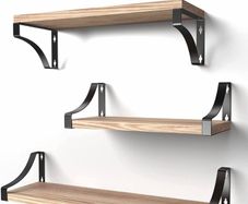 Floating Shelves Wood Wall Mounted Shelf, Rustic Shelves Set of 3, 18kg Weight Capability