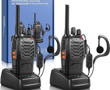 NEW SALE | Walkie Talkies Long Range 2Pcs, Walkie Talkies for Adults with Rechargeable Batteries, 2 Way Radio with LED Light Earpieces 16CH Supports VOX Function