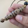 Vintage 12 Unique Eyes Himalayan Tibetan Agate Dzi Bead Pendant Necklace Image 2