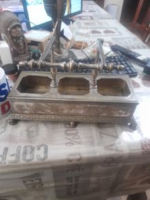 Victorian Silver Plated 3 Bottle Holder 1800s to early 1900s,