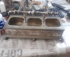 Victorian Silver Plated 3 Bottle Holder 1800s to early 1900s,