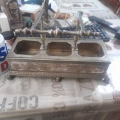 Victorian Silver Plated 3 Bottle Holder 1800s to early 1900s,