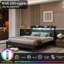 King Size Bed Frames with 5ft Upholstered Wooden Two-shelf Storage Headboard, Charging Station,LED Lights, 150x200 cm Heavy Duty Metal Platform Bed Kingsize,No Box Spring Needed,Grey Image 7